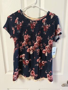 NWT Rewind Smocked Peplum Shirt
